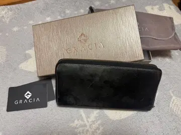 GRACIA 그라시아 장지갑 라운드 지퍼 가죽 블랙 계열