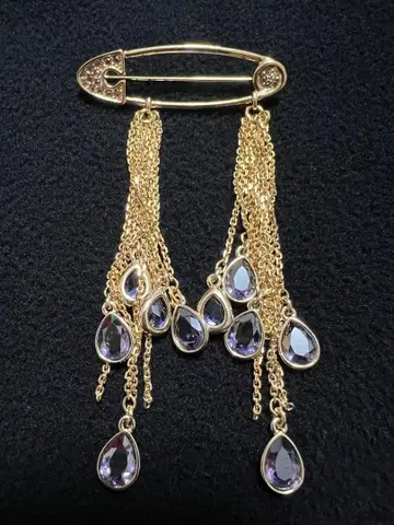 Swarovski 핀형 브로치 자수정 스톤