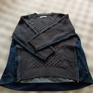 BauJeloud 데님 케이블 짜임 디자인 니트 도킹 이소재