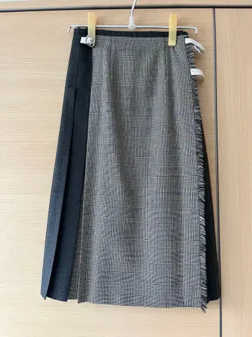 오닐 오브 더블린 글렌체크 패턴 플리츠 롱 스커트