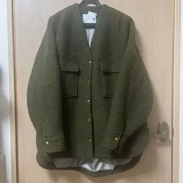 PASSION 올리브 그린 노카라 자켓 코트 38