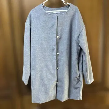 그레이 노카라 자켓 울 혼방