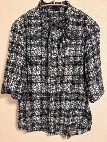 LAD MUSICIAN 플라워 체크 칠부 소매 셔츠 46