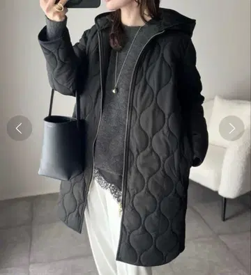 에마테일러 블랙 미 실루엣 3way 퀼팅 후드 코트 36 S