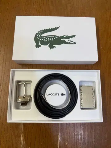 LACOSTE 블랙 벨트 박스 포함 버클 2개