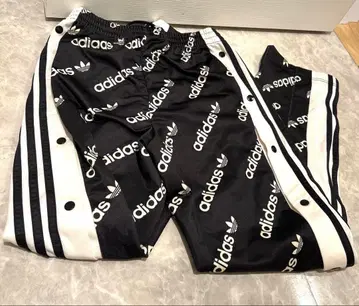 아디다스 블랙 아디 블레이크 올 패턴 스냅 팬츠 저리 하의 여성용 S