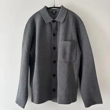 [ 새상품급 ] 유니클로 밀라노 리브 셔츠 가디건 M 그레이