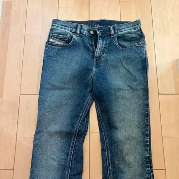 다크 블루 데님 스트레이트 레그