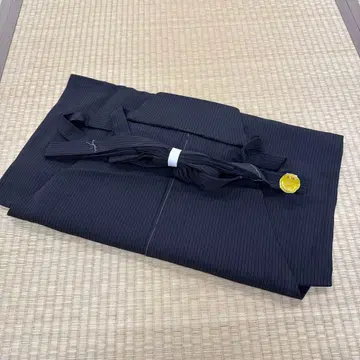 순수 실크 남자 하카마 안돈형 브라운 블랙 줄무늬 패턴 미사용품 90cm