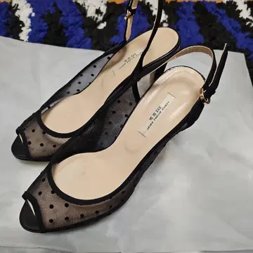 도트 무늬 블랙 하이힐 24cm 일본제