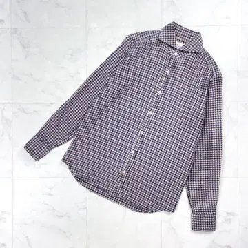 지아네토 슬림핏 자카드 컷어웨이 셔츠 파랑 S*HD925