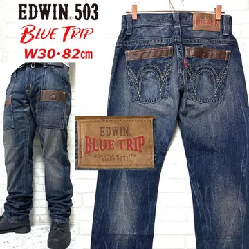 EDWIN BLUE TRIP 콘초 버튼 부시 팬츠 스트레이트 데님