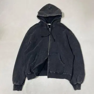 Anchor Smith 빈티지 가공 서클 로고 자수 더블 지퍼 후드티