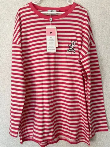 IMVELY 디즈니 피글렛 보더 긴팔 T셔츠