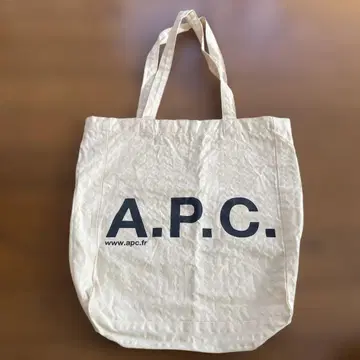 A.P.C. 로고 아이보리 코튼 토트백