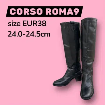 새상품급 CORSO ROMA9 코르소 로마 가죽 롱 부츠 블랙