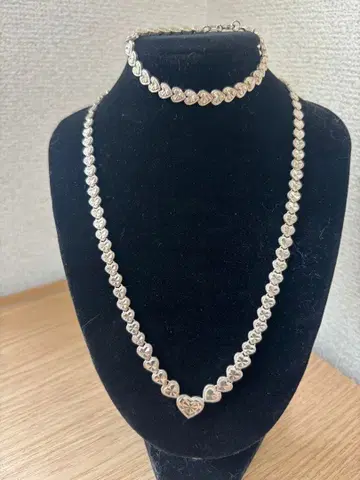하트 쉐이프 실버 925 목걸이, 팔찌 세트