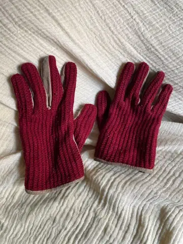 island knit Works 니트 스웨이드 장갑 빨간색