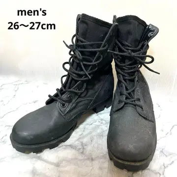 블랙 검정 가죽&천 레이스업 숏부츠 남성용 8R 발가락 수지 안전화