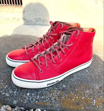 새상품급 폴로 랄프 로렌 레드 빨간색 하이컷 스니커즈 28