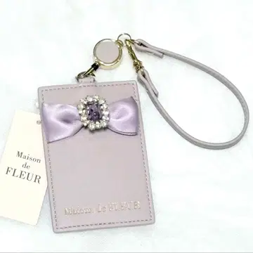 메종 드 플뢰르 패스 케이스 라벤더 교통카드 지갑 덕질 리본 보라색 비쥬