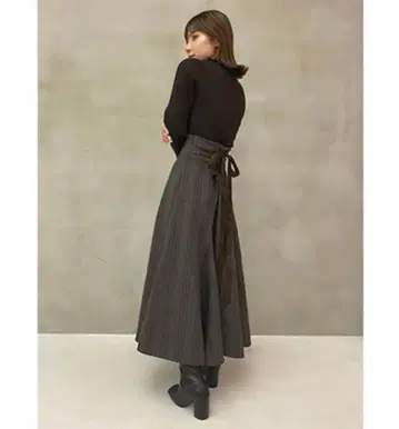 FRAY I.D 리브 니트 도킹 원피스 맥시 길이 체크