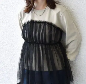 쉽스 튤 부착 니트 미사용 새상품 택 포함