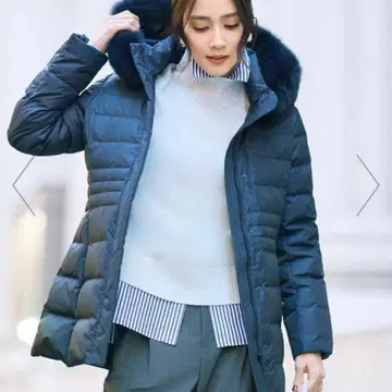 언타이틀 미디 다운 코트 다운 자켓 네이비