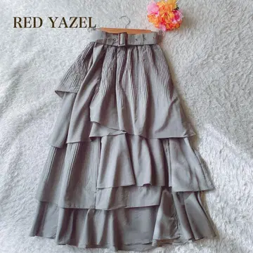 레이디 아젤 [ M ] 그레이 플레어 스커트 벨트 루프 페미닌