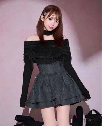 미셸 마카롱 슬림 레그 울 스커트 그레이 스커트 S