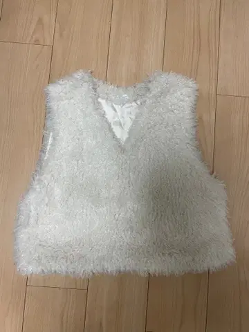 ASHY ROVE 화이트 퍼 베스트