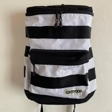 OUTDOOR 아웃도어 스트라이프 백팩 대용량 화이트 블랙