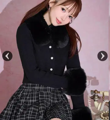 michellMacaron 퍼 칼라 니트 가디건 블랙