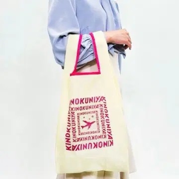 하네다 공항 한정판 키노쿠니야 에코백 쇼핑백 컴팩트백 핑크