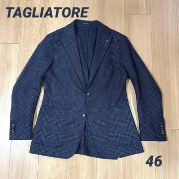 [TAGLIATORE] 네이비 체크 무늬 다카르 자켓