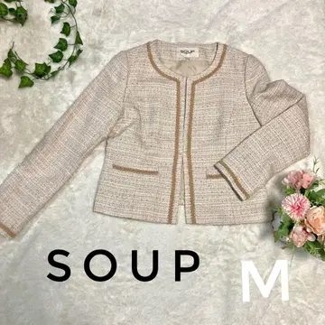 SOUP 트위드 노카라 자켓 세레모니 입학식 M