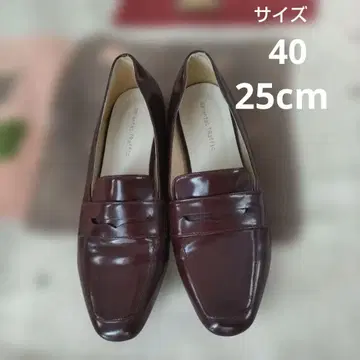 오리엔탈 트래픽 버건디 로퍼 중간 힐