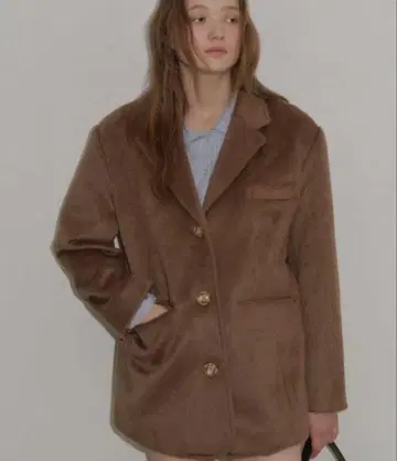 giunon 오버 샤기 자켓 코트 브라운