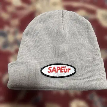 SAPEur 자수 로고 니트 모자 그레이
