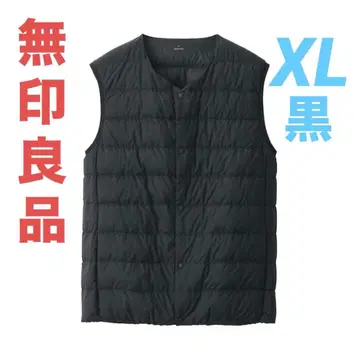 무인양품 경량 다운 노카라 베스트 신사 XL 블랙