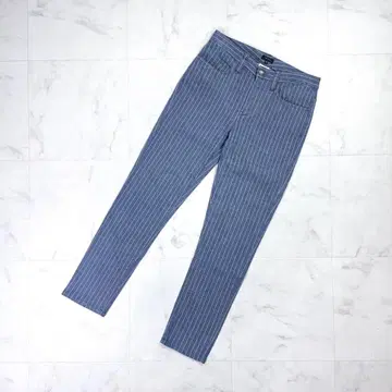 띠어리 핀스트라이프 린넨 혼방 스트레치 스키니 팬츠 파랑 00*LD457
