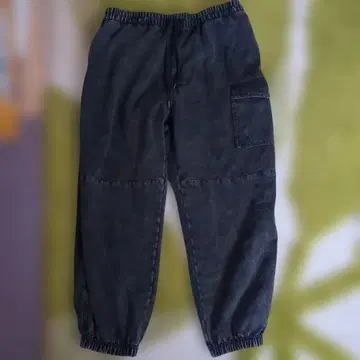 데님 속기모 카고 팬츠 허리밴딩 LL 사이즈 블랙