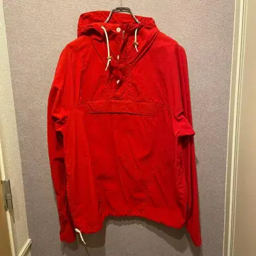 Battenwear 후드 부착 레드 나일론 아노락 자켓 M