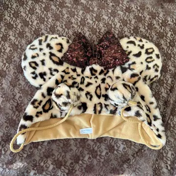 레오파드 무늬 미니캡 (스팽글 리본)