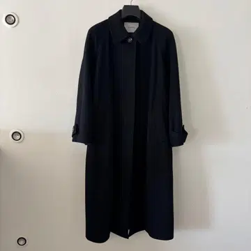 블랙 울 혼방 롱 코트