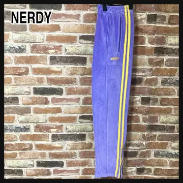 [ 인기 ] NERDY 널디 트랙 팬츠 벨로아 팬츠 자수 로고 퍼플