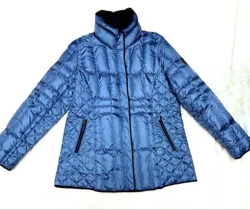 충전솜 블록 퀼트 경량 다운 자켓 블루