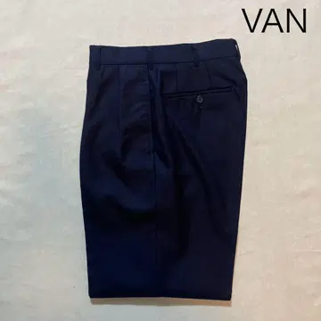 VAN 슬랙스 울 투 턱 네이비