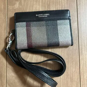 BLACK LABEL 스트라이프 가죽 패스 케이스 카드 케이스