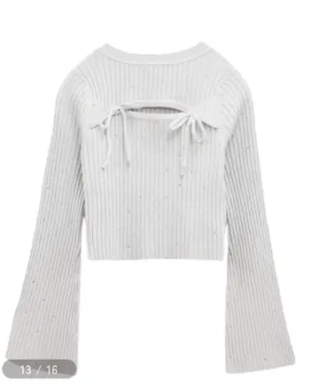 rhinestone flare sleeve knit 블루 그레이